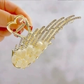 Pinza per capelli ali d'angelo dorate con strass e perline di opale eleganti - Oro