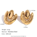 Detailed size specifications for 18K gold stainless steel heart earrings with dimensions - Geometric Irregular Heart Stud Earrings - Gold