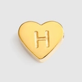 Gold titanium steel heart-shaped charm with embossed letter H for DIY jewelry making - Letter H / Gold
