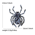Blue rhinestone spider brooch in silver alloy, size 4.9cm by 3.6cm, weighing 12.9g - Blue