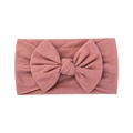 Soft nylon baby headband with large dusty pink bow decoration for infants - Rose Pink