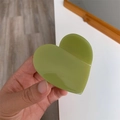 Detail showing high-quality light green acetate heart-shaped hair claw with glossy finish - Glossy Contrast Color / Pink Green Contrast