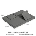 Grey microfiber jewelry display tray with necklace and ring slots 24x18.5x2.5cm - Grey Creative Display Tray