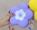 Purple flower silicone crossbody bag for girls with colorful floral strap design - Blue