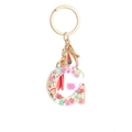 Resin letter G keychain with colorful fruit slices, golden hardware and a red tassel - Letter G