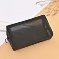 Black nylon mesh heart cosmetic bag with zipper for travel toiletries storage - Square (No Heart) / 18x10x6cm / Black