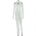 Detail of white off-shoulder bodycon mini dress with elegant long side drape detail - S / White