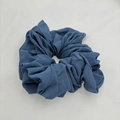 Detail shot of the soft blue chiffon fabric and elastic texture of the hair scrunchie - Blue (7-9)