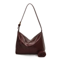 Vintage burgundy leather hobo bag with adjustable strap and smooth glossy finish - Burgundy