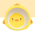 Yellow chick-shaped eco-friendly bamboo fiber bowl for kids with a minimalist design - Chicken Bowl (046)