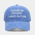 Washed light blue baseball cap with white embroidered letters in retro style - Adjustable / Light Blue