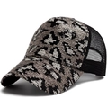 Casquette trucker respirante avec paillettes léopard élégantes et filet noir - Réglable [55-59cm] / Léopard Argent