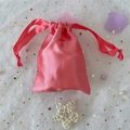 Pink satin drawstring bag with silk texture for jewelry storage and gift packaging - 15.5*11.5 / Watermelon red