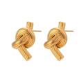 Poliierte goldene Knotenohrringe aus Edelstahl mit minimalistischem Knotendesign - Geknoteter Knopfstil (E7053) / Gold