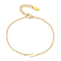 Gold lightning charm bracelet featuring pink enamel beads and adjustable lobster clasp - Gold-Pink Beads