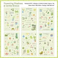 Waterproof PET scrapbooking stickers set featuring 6 sheets of green botanical designs - 6pcs / Flower Shadow Breeze