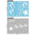White static Christmas window decals featuring Santa, reindeer and snowflakes for party decor - Christmas Reindeer Static Sticker XC005