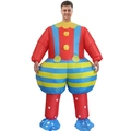 Funny inflatable clown costume for adults with colorful stripes and red polka dot details - Overalls Clown / One Size