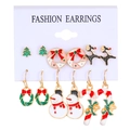 Weihnachts-Ohrring-Set mit Emaille-Schneemann-, Rentier- und Baumdesigns - KC Gold (Stil 10)