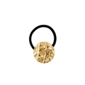 Elegant gold wavy alloy disc hair tie with high elastic black rubber band for women - Liquid Round 3.5cm / Gold