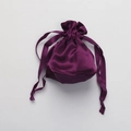 Elegant purple satin drawstring pouch with silky texture for luxury gift packaging - Dark Purple