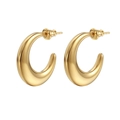 Minimalist 18K gold plated stainless steel chunky C-shaped crescent hoop earrings - Gold Crescent C-Shape