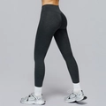 Leggings de yoga gris oscuro de cintura alta con textura cepillada para fitness y running - S / Negro