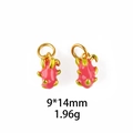 Detailed dragon fruit charm with pink enamel, 9x14mm size for DIY jewelry making - Large Pitaya (9*14mm)