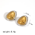 Zweifarbige Tropfen-Ohrstecker aus Edelstahl in Gold und Silber, Größe 26,5 mm - Dreieck Stil (TE60175-M)