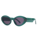 Modern baroque cat-eye sunglasses in transparent dark green with gold star details - Green / Purple
