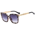 Oversized leopard print sunglasses with purple gradient lenses and gold chain arms - Tortoise Frame Gradient Gray Lens