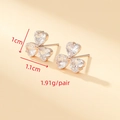 Rose gold S925 clover heart stud earrings with clear zircon stones 1.1cm width - Rose Gold Clover
