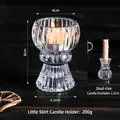 European ribbed glass candle holder for 2.2cm candles with dual-use skirt design - Small Skirt Dual-Use Candle Holder