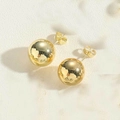 Polished 14K gold plated ball stud earrings with reflective mirror finish and butterfly backs - Medium / Gold