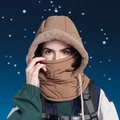 Brown thermal fleece-lined balaclava hood for winter outdoor activities with drawstring - Coffee (Adult)