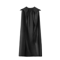 Cape noire à capuche en satin pour adulte, costume d'Halloween avec fermeture à nouer - 80cm / Satin Noir Col Montant