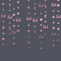 Rose gold glitter Eid hanging star and moon garland decorations for festive party backdrops - Rose Gold Glitter Eid Letters