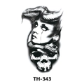 Waterproof temporary tattoo sticker with gothic skull and woman with snakes design - Th-343 / 210*148mm