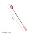 26cm rose gold dual-head stainless steel mixing spoon with fork and spiral handle - Rose Gold Small Bar Spoon [Thickened] [410 Steel]
