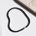 Elegant tennis bracelet with black zircon stones in a silver setting and folding clasp - Platinum Color - Black Zircon
