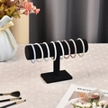 Black velvet T-bar jewelry display stand showcasing colorful bracelets in a home setting - Flannelette / Single Layer / Black
