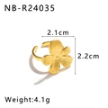 Golden oversized flower ring with pearl accent and adjustable open band design - Open Flower Style (NB-R24035)