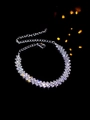 Sparkling silver rhinestone bracelet with round cubic zirconia and adjustable clasp - Micro-pave Row Diamond Style / Silver Bracelet