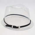 Detail showing a vintage black leather hat band with a silver rhinestone buckle closure - One Size / Silver Black