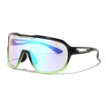 Y2K Übergroße Winddichte Sportsonnenbrille mit Schwarz-Grünem Rahmen und Bunten Gläsern - Grün