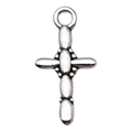 Antiek zilveren kruishanger met hart voor DIY kettingen en oorbellen maken van sieraden - Ovaal kruis 12x23mm