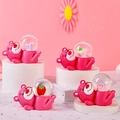 Pink Lotso Bear crystal ball resin ornaments with glowing lights and gift box interiors - Pink Strawberry Bear / 65# Light + Snow