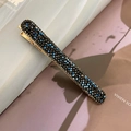 Elegant gold hair clip with black and deep blue crystals in a gradient sparkling finish - Ink Blue (Bead Chain Style)