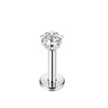 Flat back stainless steel labret stud featuring a clear star-shaped zircon gemstone - Star Clear Zircon