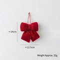 Red velvet Christmas bow hanging ornament with 14cm height and soft padded texture - Deluxe Small / Red